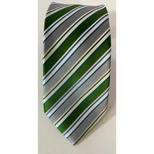 Geoffrey Beene Silk Tie Mint‎ Green Blue White Stripes Men Necktie